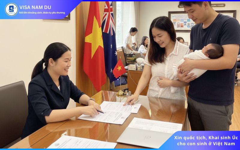 Xin quốc tịch, Khai sinh Úc cho con sinh ở Việt Nam