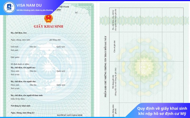 Quy định về giấy khai sinh khi nộp hồ sơ định cư Mỹ