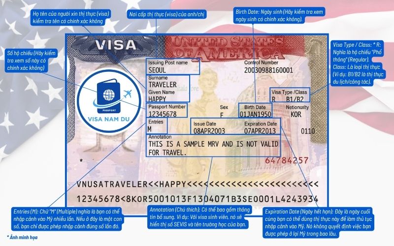 Hướng dẫn đọc và kiểm tra visa Mỹ