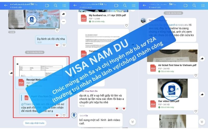 Chúc mừng anh Sa và chị Huyên mở hồ sơ F2A (thường trú nhân bảo lãnh vợchồng) thành công